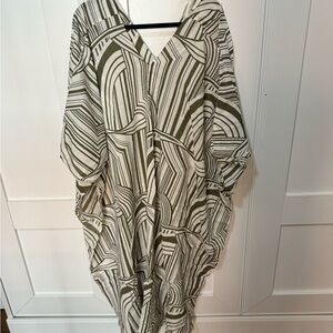 Elan Striped V-Neck Kaftan Dress